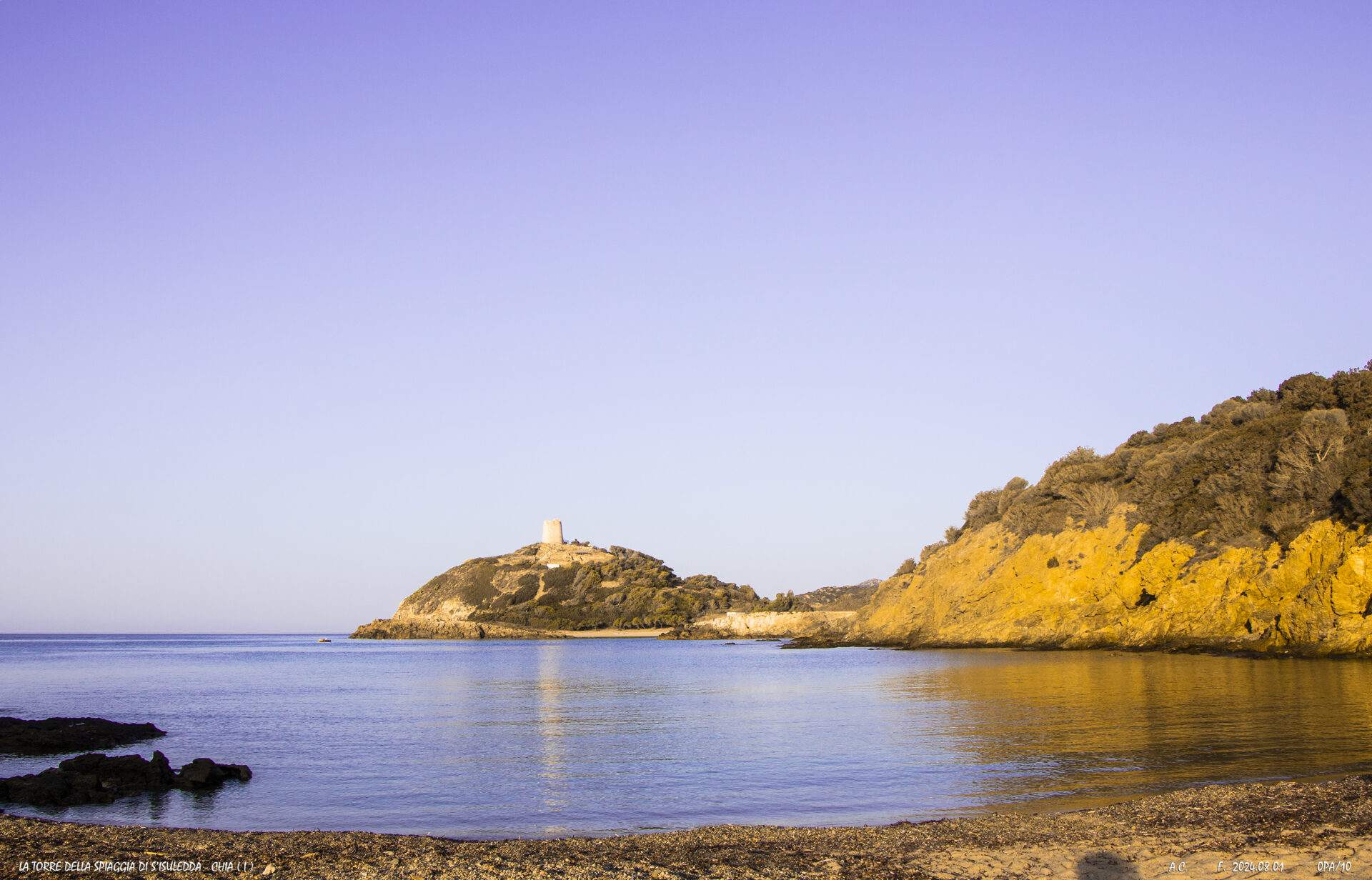 La torre dalla spiaggia di S'isuledda-Chia(I)-0PAs